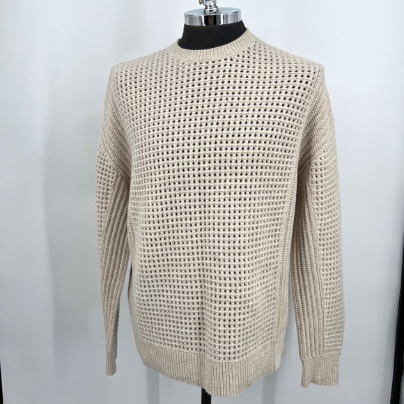 AllSaints Iden Crew Oversized Wool Sweater Eyelet Creamy White Size L‎ - Picture 2 of 12
